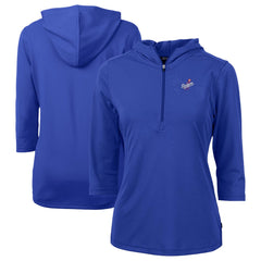 Los Angeles Dodgers Cutter & Buck Women's  DryTec Virtue Eco Pique Recycled 3/4-Sleeve Half-Zip Pullover Hoodie - Blue