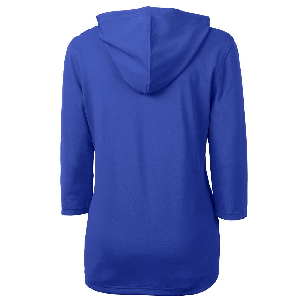 Los Angeles Dodgers Cutter & Buck Women's  DryTec Virtue Eco Pique Recycled 3/4-Sleeve Half-Zip Pullover Hoodie - Blue