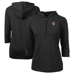 San Francisco Giants Cutter & Buck Women's  DryTec Virtue Eco Pique Recycled 3/4-Sleeve Half-Zip Pullover Hoodie - Black