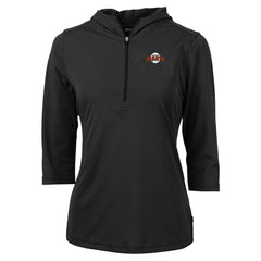 San Francisco Giants Cutter & Buck Women's  DryTec Virtue Eco Pique Recycled 3/4-Sleeve Half-Zip Pullover Hoodie - Black