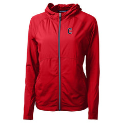 Cleveland Guardians Cutter & Buck Women's  Adapt Eco Knit Hybrid Recycled Full-Zip Hoodie - Red