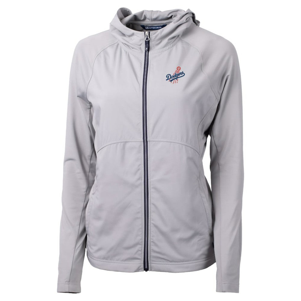 Los Angeles Dodgers Cutter & Buck Women's  Adapt Eco Knit Hybrid Recycled Full-Zip Hoodie - Gray