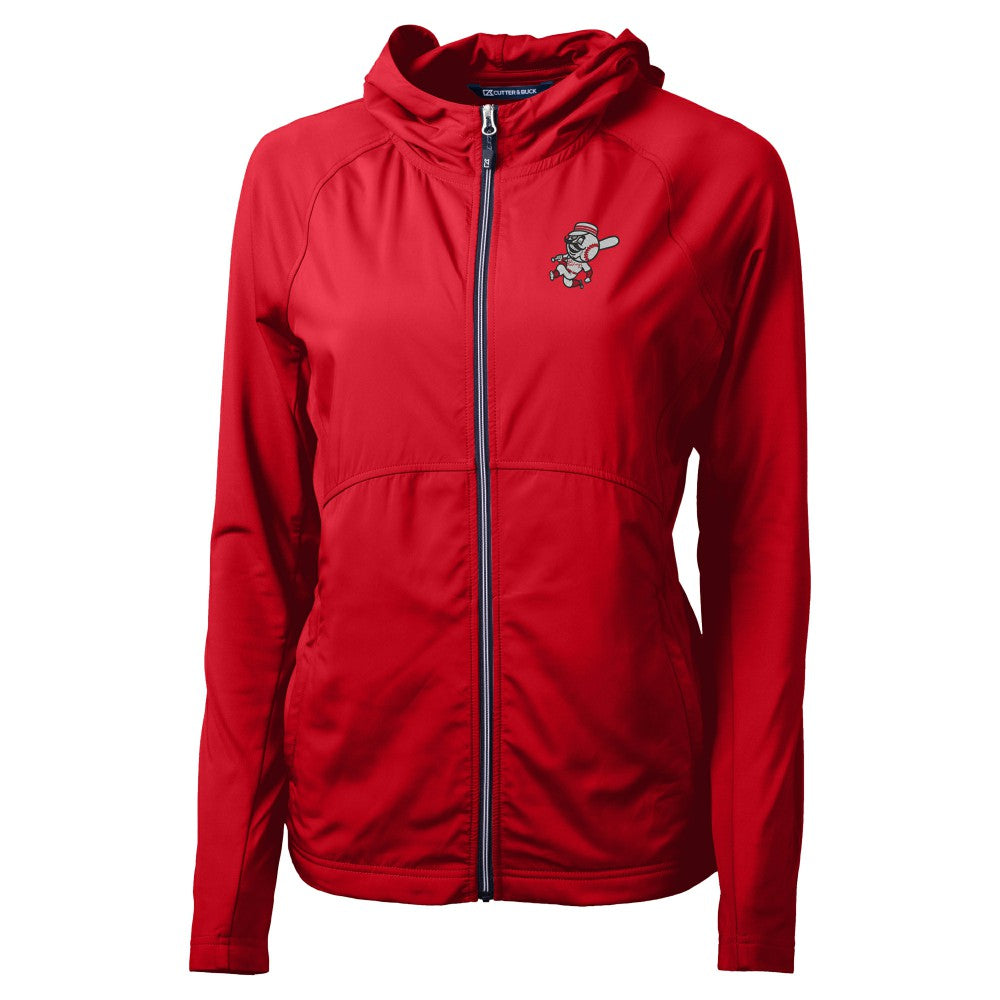 Cincinnati Reds Cutter & Buck Women's Cooperstown Collection Adapt Eco Knit Hybrid Recycled Full-Zip Hoodie - Red