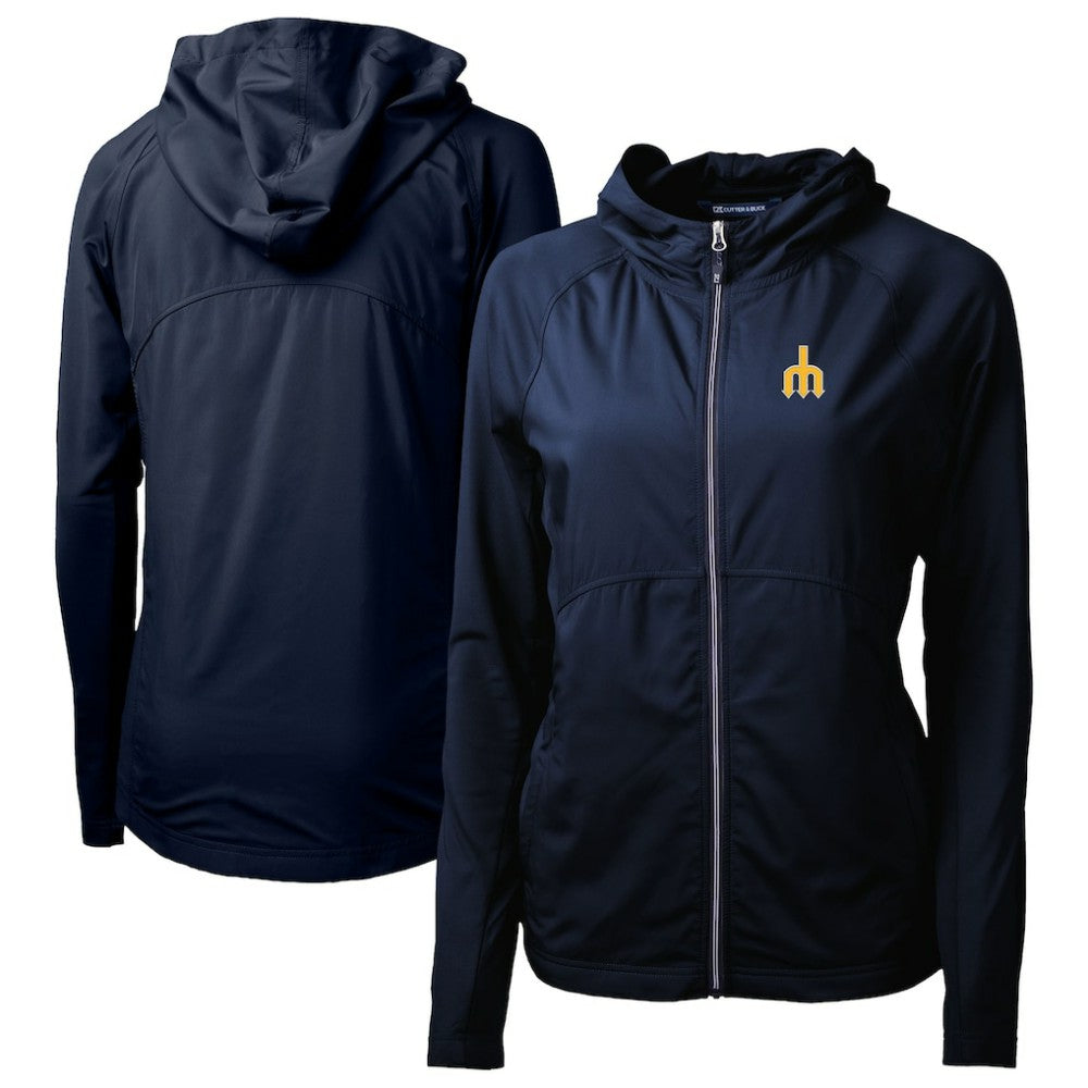 Seattle Mariners Cutter & Buck Women's  Adapt Eco Knit Hybrid Recycled Full-Zip Hoodie - Navy