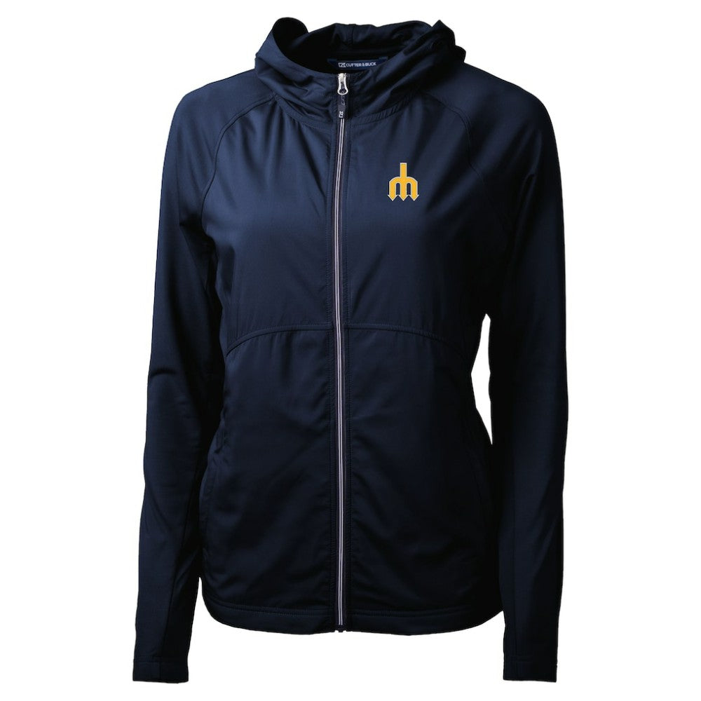 Seattle Mariners Cutter & Buck Women's  Adapt Eco Knit Hybrid Recycled Full-Zip Hoodie - Navy