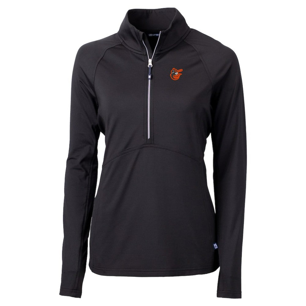 Baltimore Orioles Cutter & Buck Women's  DryTec Adapt Eco Knit Stretch Recycled Raglan Half-Zip Top - Black