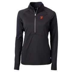 Baltimore Orioles Cutter & Buck Women's  DryTec Adapt Eco Knit Stretch Recycled Raglan Half-Zip Top - Black