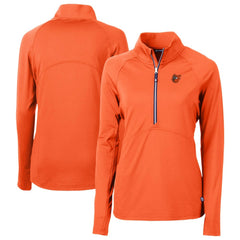 Baltimore Orioles Cutter & Buck Women's  DryTec Adapt Eco Knit Stretch Recycled Raglan Half-Zip Top - Orange