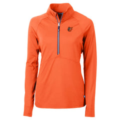 Baltimore Orioles Cutter & Buck Women's  DryTec Adapt Eco Knit Stretch Recycled Raglan Half-Zip Top - Orange