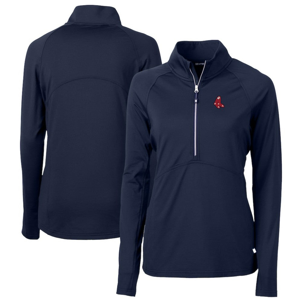 Boston Red Sox Cutter & Buck Women's  DryTec Adapt Eco Knit Stretch Recycled Raglan Half-Zip Top - Navy