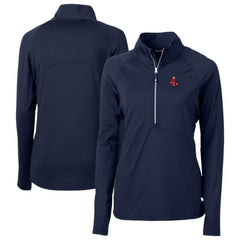 Boston Red Sox Cutter & Buck Women's  DryTec Adapt Eco Knit Stretch Recycled Raglan Half-Zip Top - Navy