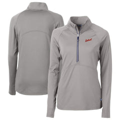 Detroit Tigers Cutter & Buck Women's  DryTec Adapt Eco Knit Stretch Recycled Raglan Half-Zip Top - Gray