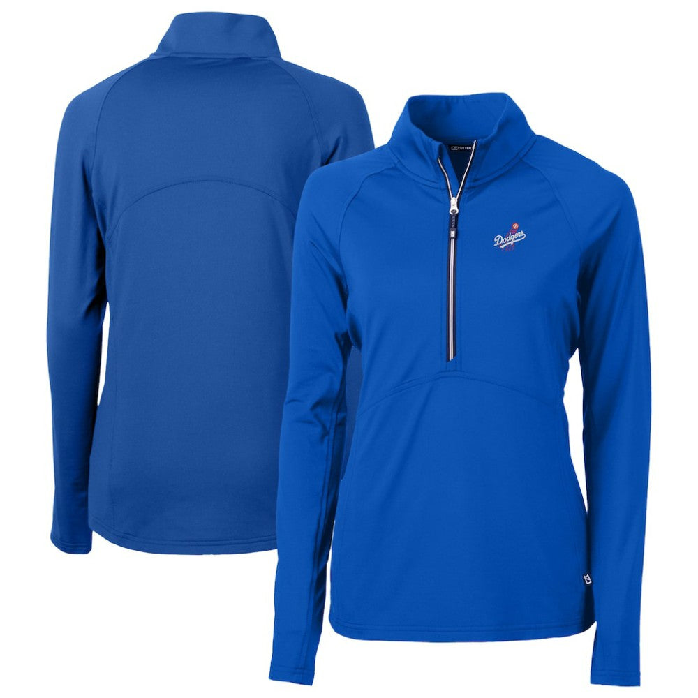 Los Angeles Dodgers Cutter & Buck Women's  DryTec Adapt Eco Knit Stretch Recycled Raglan Half-Zip Top - Royal
