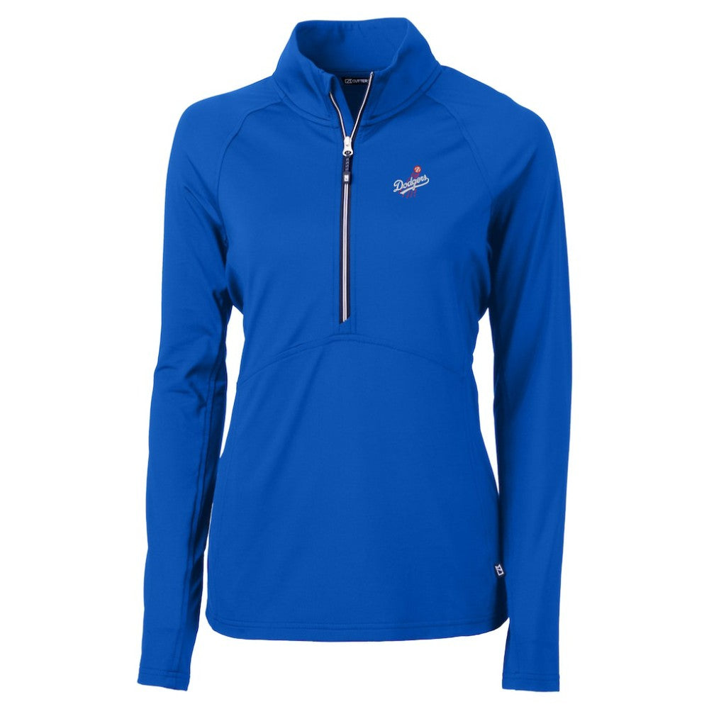 Los Angeles Dodgers Cutter & Buck Women's  DryTec Adapt Eco Knit Stretch Recycled Raglan Half-Zip Top - Royal
