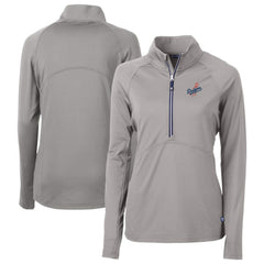 Los Angeles Dodgers Cutter & Buck Women's  DryTec Adapt Eco Knit Stretch Recycled Raglan Half-Zip Top - Gray