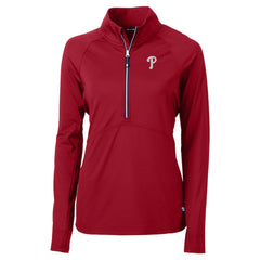 Philadelphia Phillies Cutter & Buck Women's  DryTec Adapt Eco Knit Stretch Recycled Raglan Half-Zip Top - Red