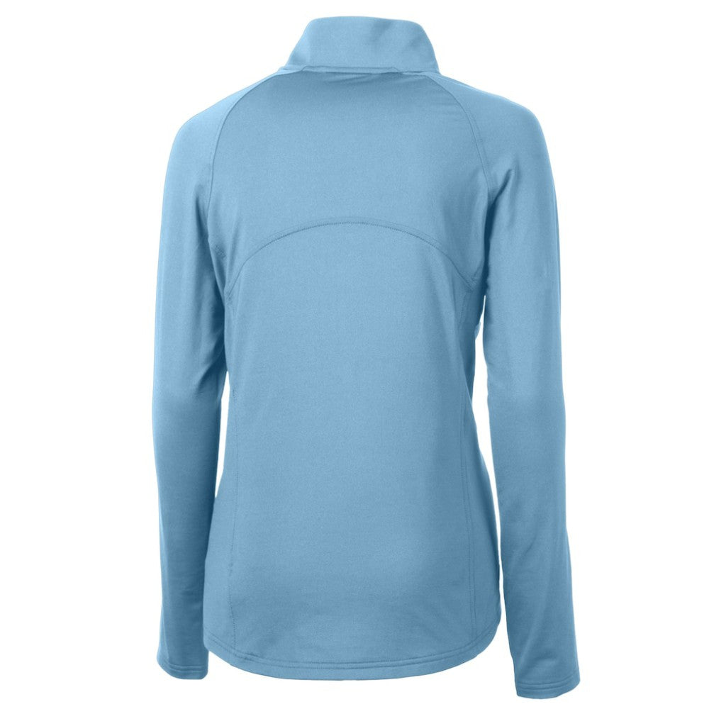 Philadelphia Phillies Cutter & Buck Women's Cooperstown Collection DryTec Adapt Eco Knit Stretch Recycled Raglan Half-Zip Top - Powder Blue