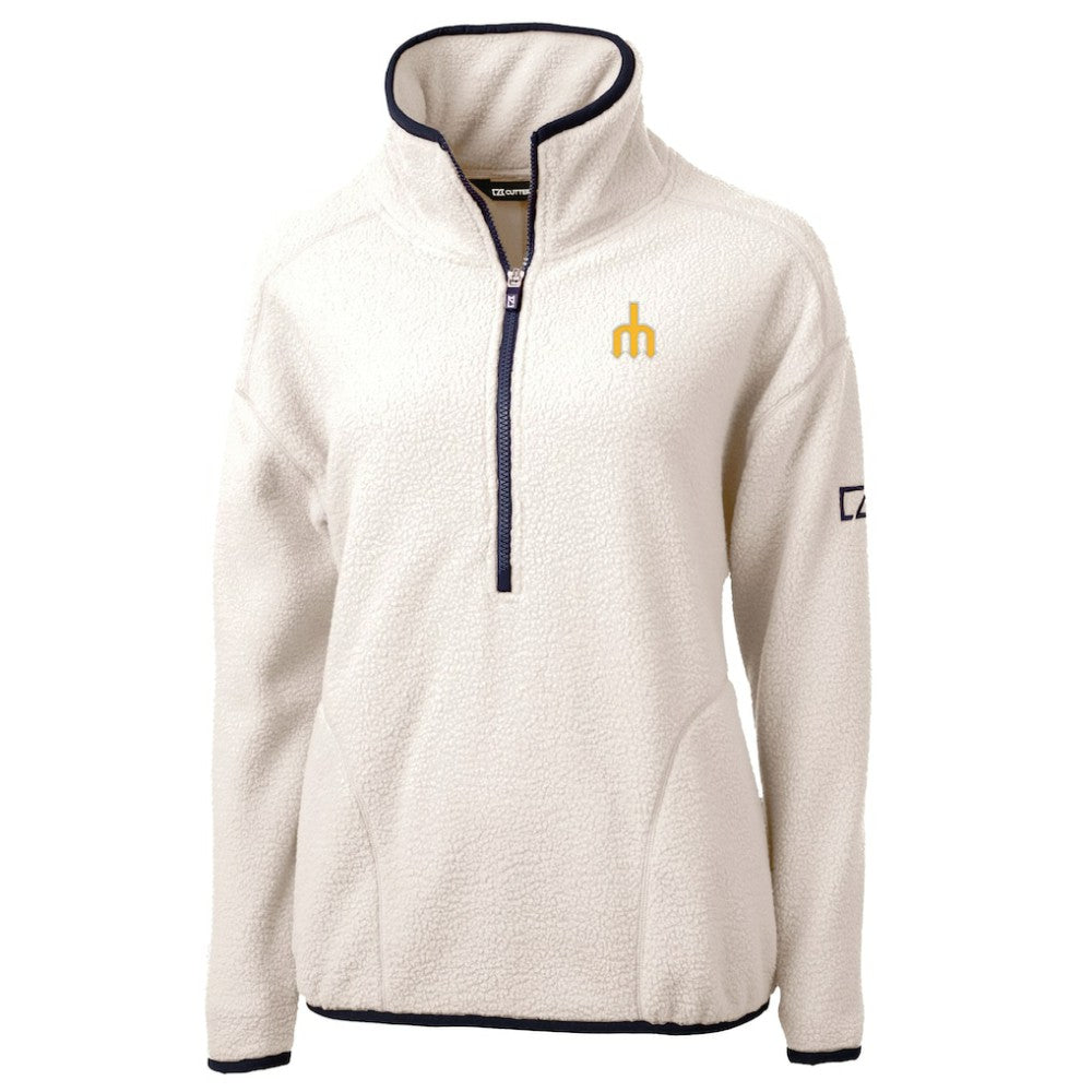 Seattle Mariners Cutter & Buck Women's  Cascade Eco Sherpa Fleece Half-Zip Pullover Jacket - Cream