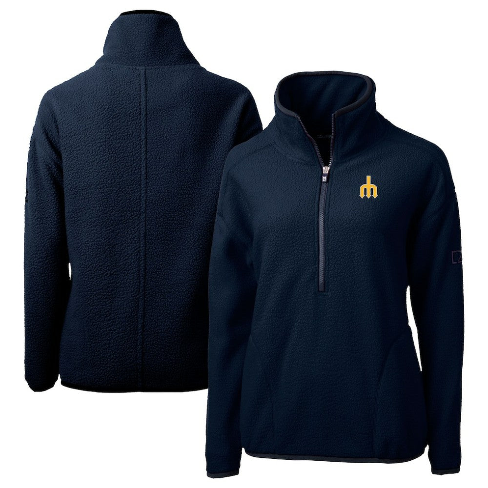 Seattle Mariners Cutter & Buck Women's  Cascade Eco Sherpa Fleece Half-Zip Pullover Jacket - Navy