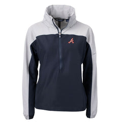Atlanta Braves Cutter & Buck Women's  Charter Eco Recycled Half-Zip Anorak Jacket - Navy