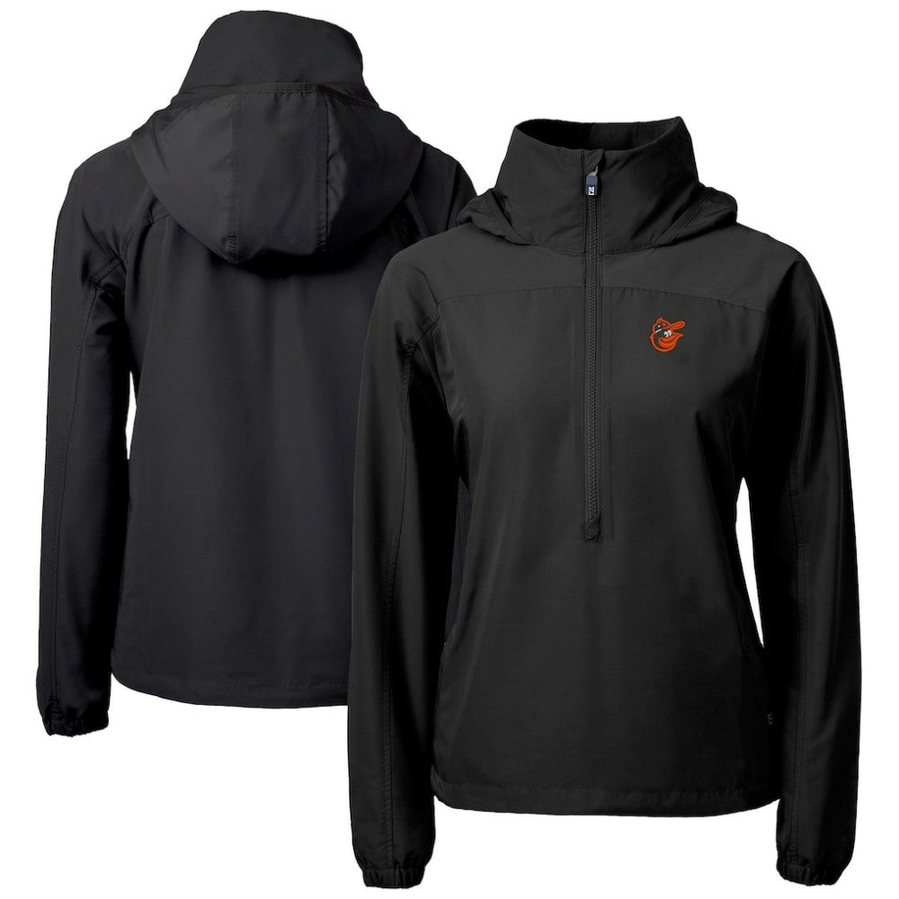 Baltimore Orioles Cutter & Buck Women's  Charter Eco Recycled Half-Zip Anorak Jacket - Black