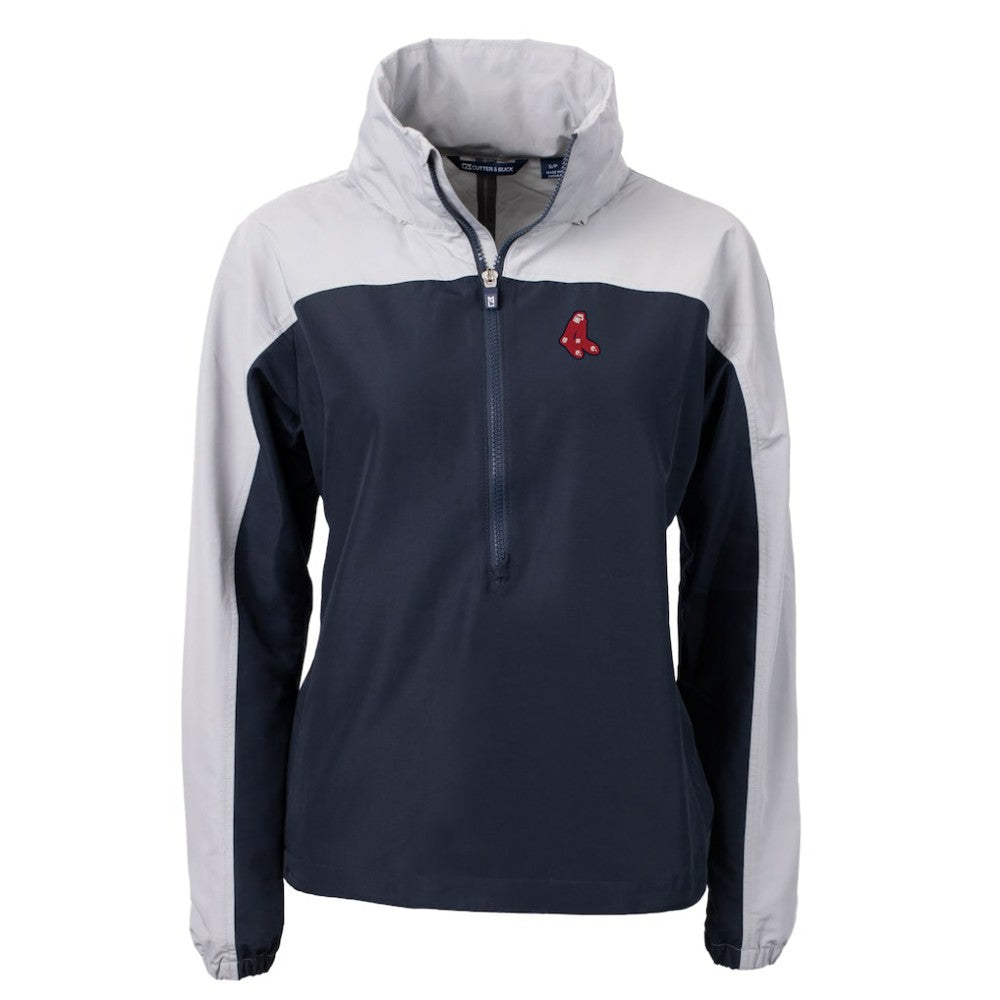 Boston Red Sox Cutter & Buck Women's  Charter Eco Recycled Half-Zip Anorak Jacket - Navy