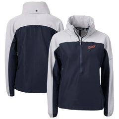 Detroit Tigers Cutter & Buck Women's  Charter Eco Recycled Half-Zip Anorak Jacket - Navy
