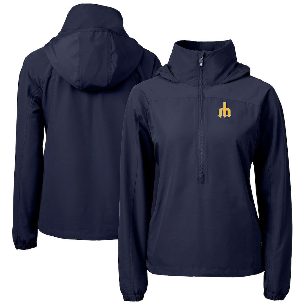 Seattle Mariners Cutter & Buck Women's  Charter Eco Recycled Half-Zip Anorak Jacket - Navy