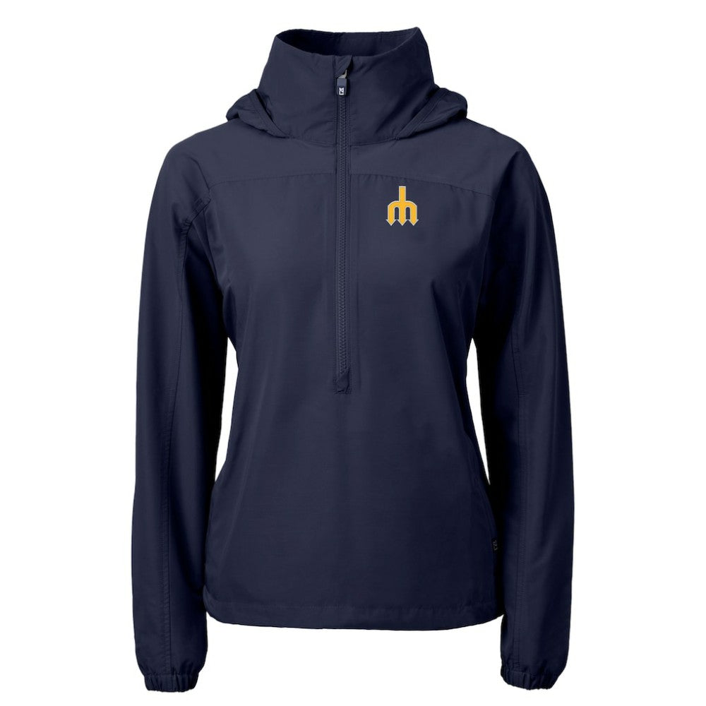 Seattle Mariners Cutter & Buck Women's  Charter Eco Recycled Half-Zip Anorak Jacket - Navy
