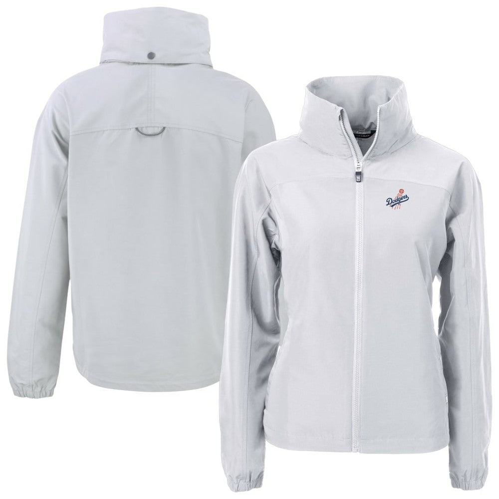 Los Angeles Dodgers Cutter & Buck Women's  Charter Eco Recycled Full-Zip Jacket - Gray