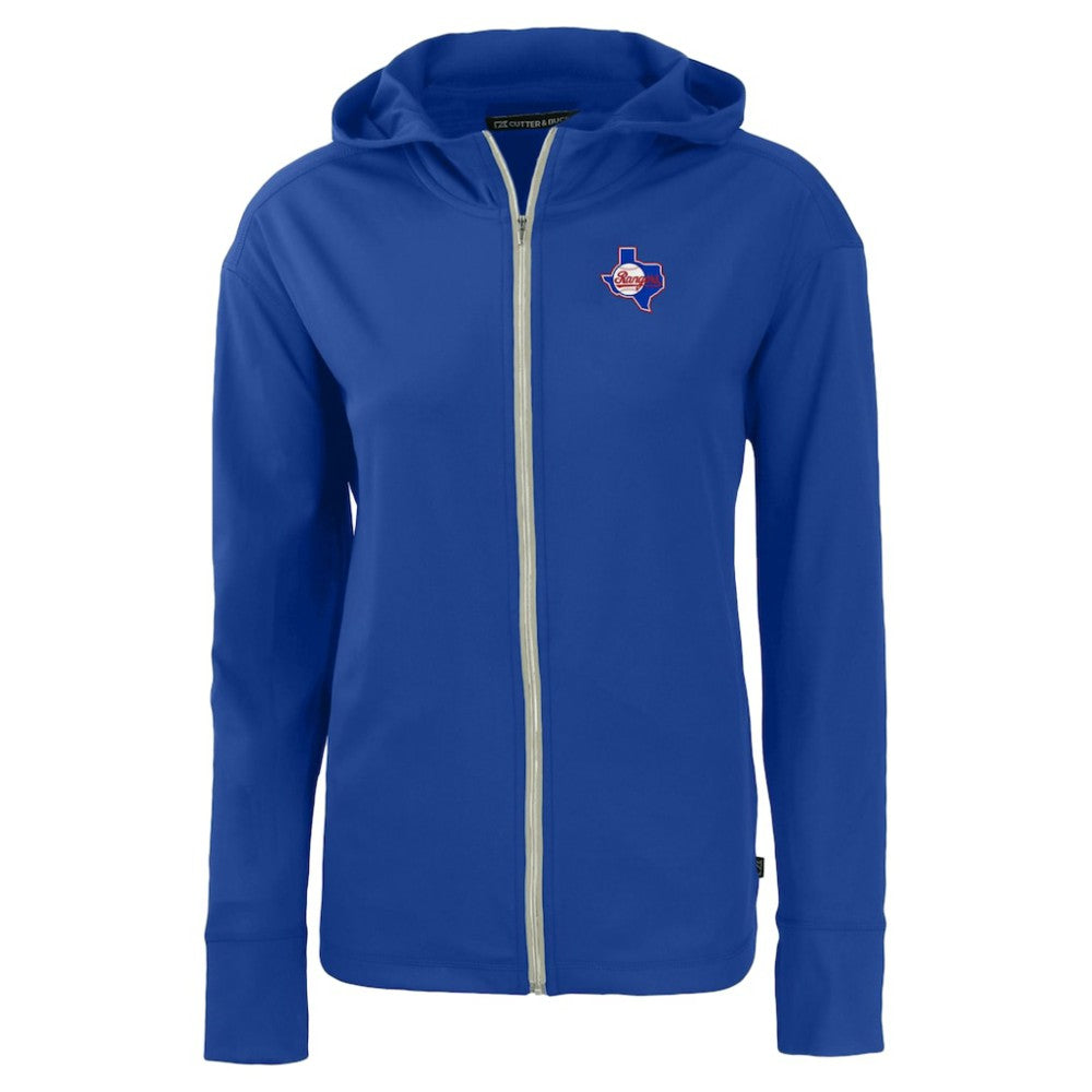 Texas Rangers Cutter & Buck Women's Cooperstown Collection Daybreak Eco Recycled Full-Zip Hoodie Jacket - Royal