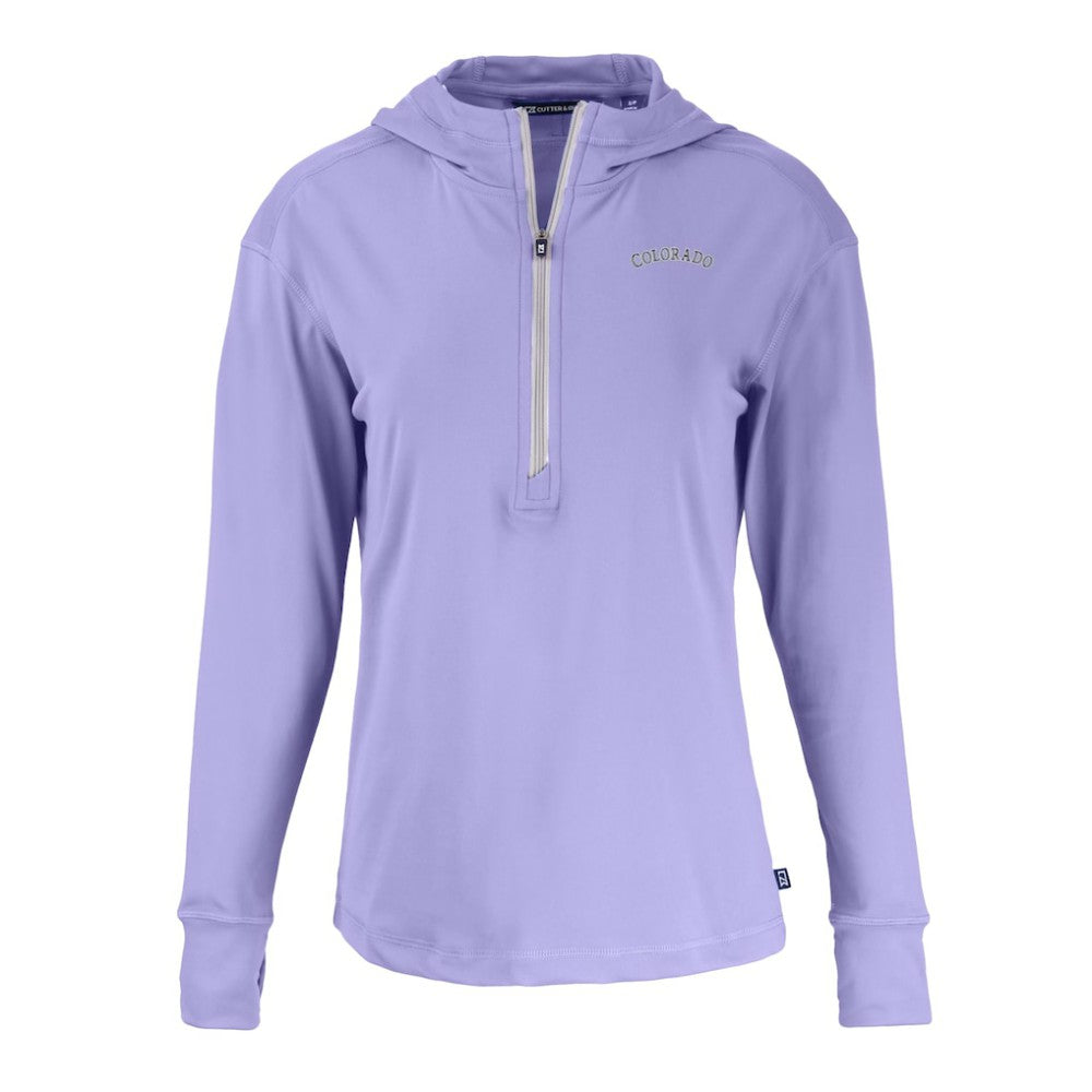 Colorado Rockies Cutter & Buck Women's Daybreak Eco Recycled Half-Zip Hoodie - Purple