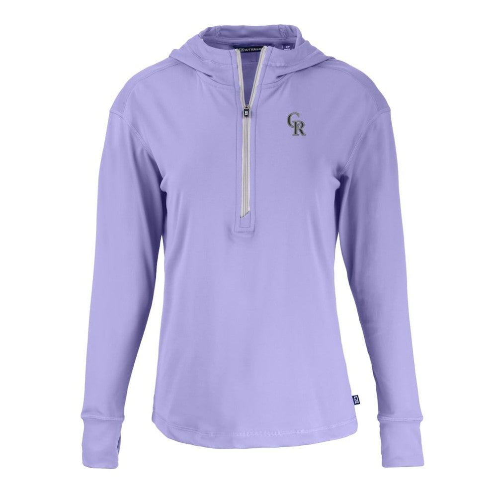 Colorado Rockies Cutter & Buck Women's Daybreak Eco Recycled Half-Zip Hoodie - Purple