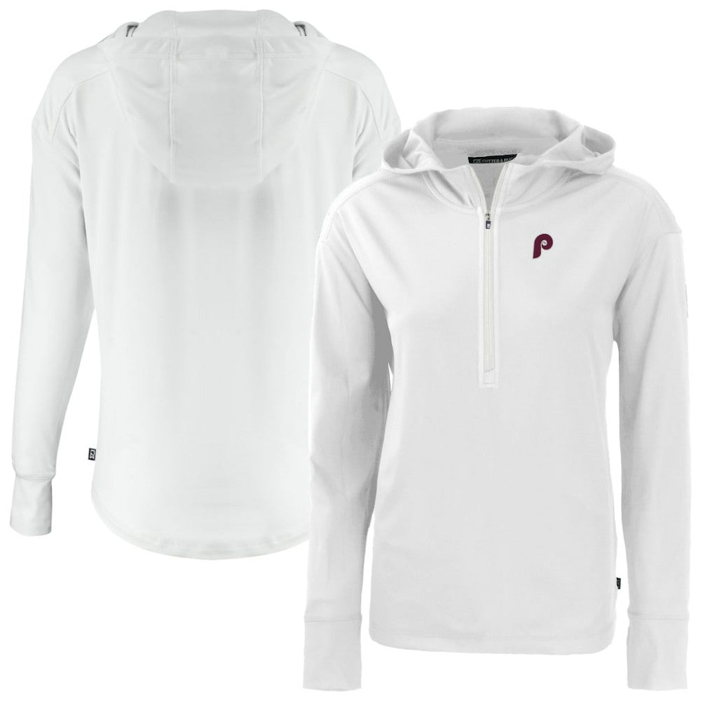 Philadelphia Phillies Cutter & Buck Women's Daybreak Eco Recycled Half-Zip Hoodie - White