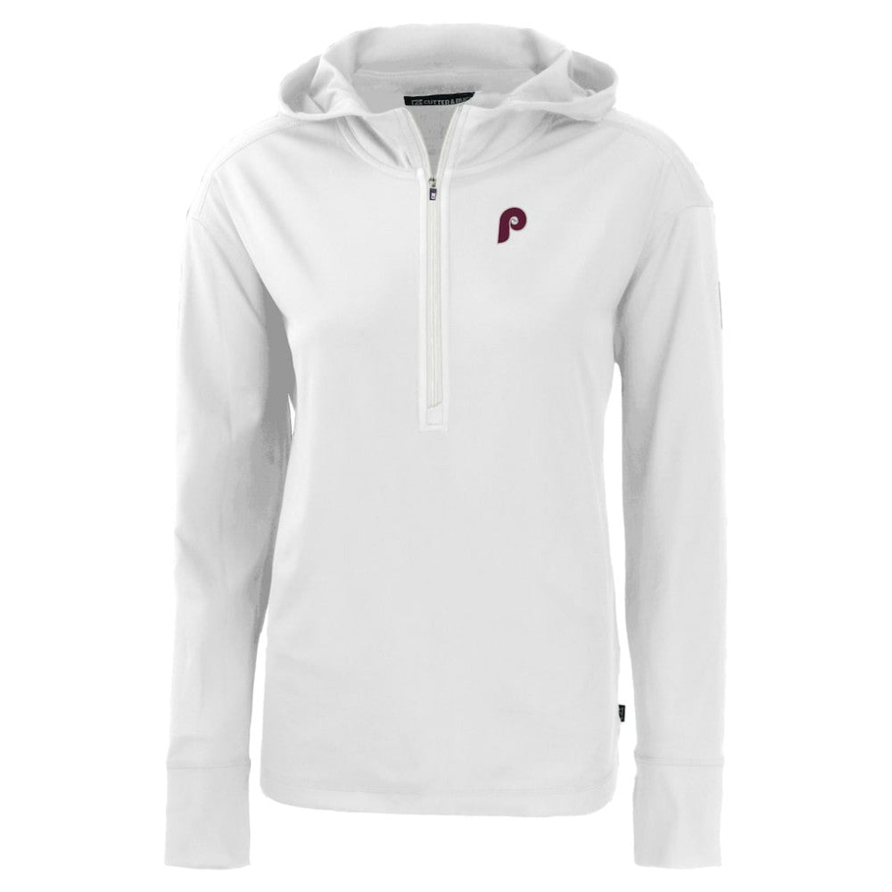 Philadelphia Phillies Cutter & Buck Women's Daybreak Eco Recycled Half-Zip Hoodie - White