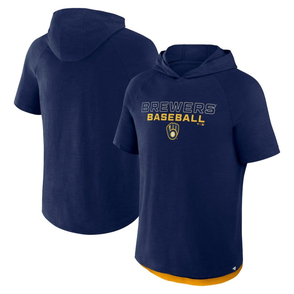 Milwaukee Brewers Clubhouse Optimal Play Raglan Hoodie T-Shirt - Navy