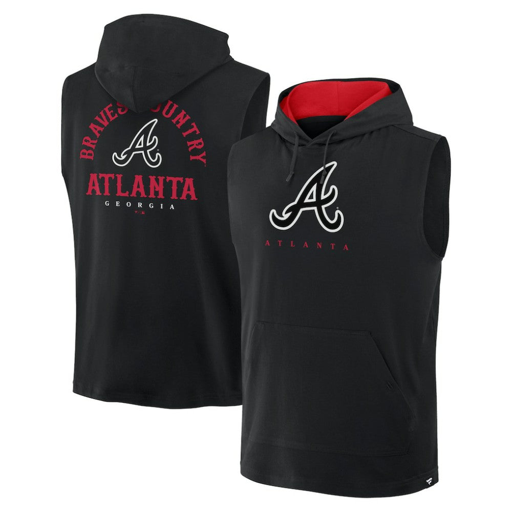 Atlanta Braves Fire Speed Sleeveless Pullover Hoodie - Black