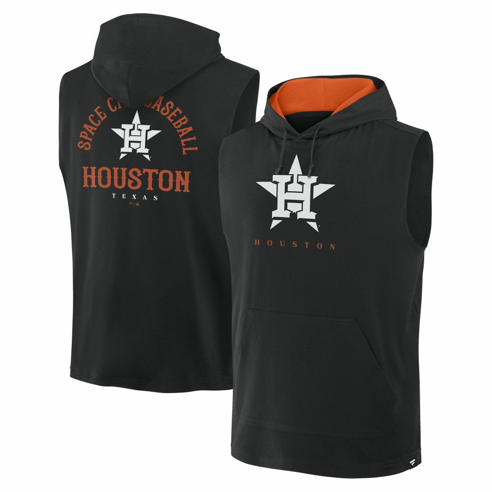 Houston Astros Fire Speed Sleeveless Pullover Hoodie - Black