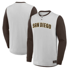 San Diego Padres Clubhouse Long Sleeve Henley Shirt - Gray/Brown