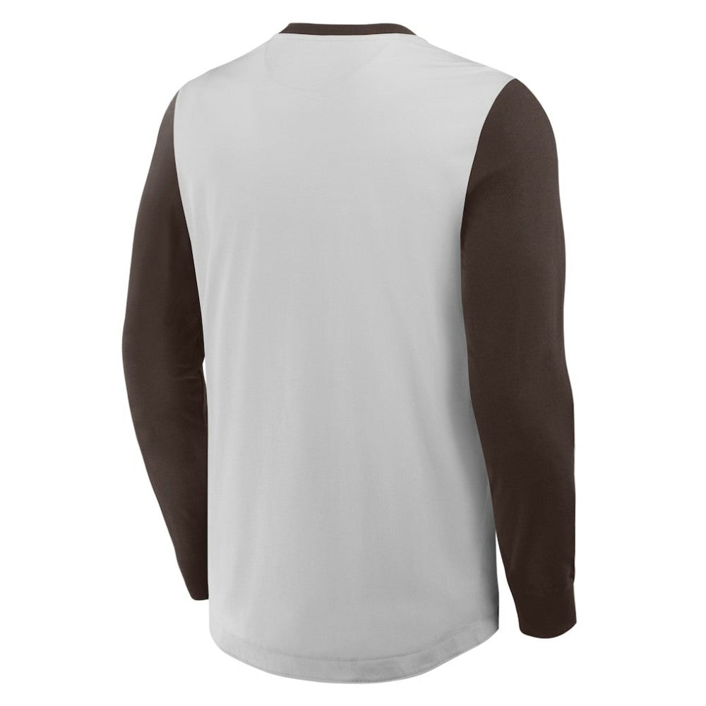San Diego Padres Clubhouse Long Sleeve Henley Shirt - Gray/Brown