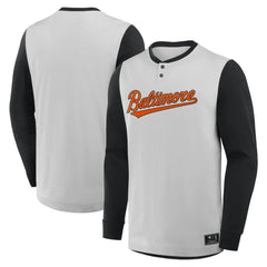 Baltimore Orioles Clubhouse Long Sleeve Henley Shirt - Gray/Black