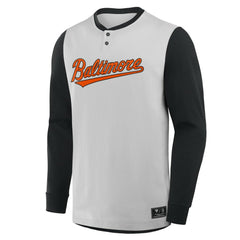 Baltimore Orioles Clubhouse Long Sleeve Henley Shirt - Gray/Black