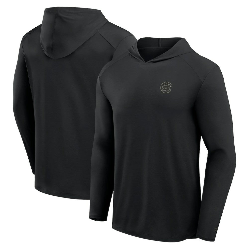 Chicago Cubs Front Office Power Mono Long Sleeve Hoodie T-Shirt - Black