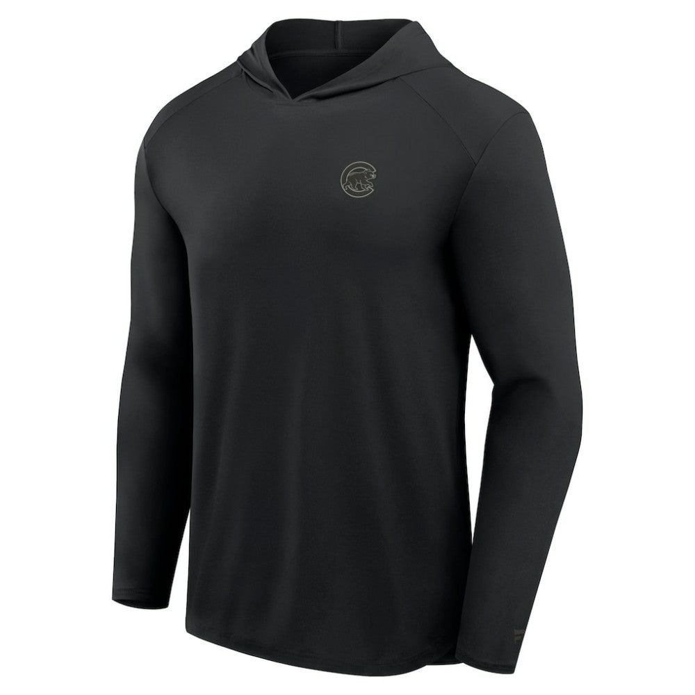 Chicago Cubs Front Office Power Mono Long Sleeve Hoodie T-Shirt - Black