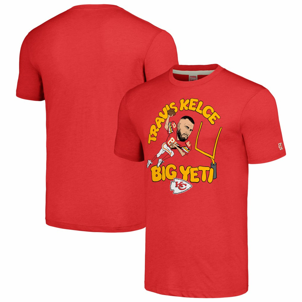 Travis Kelce Kansas City Chiefs Homage Unisex Caricature Player Tri-Blend T-Shirt - Red discount