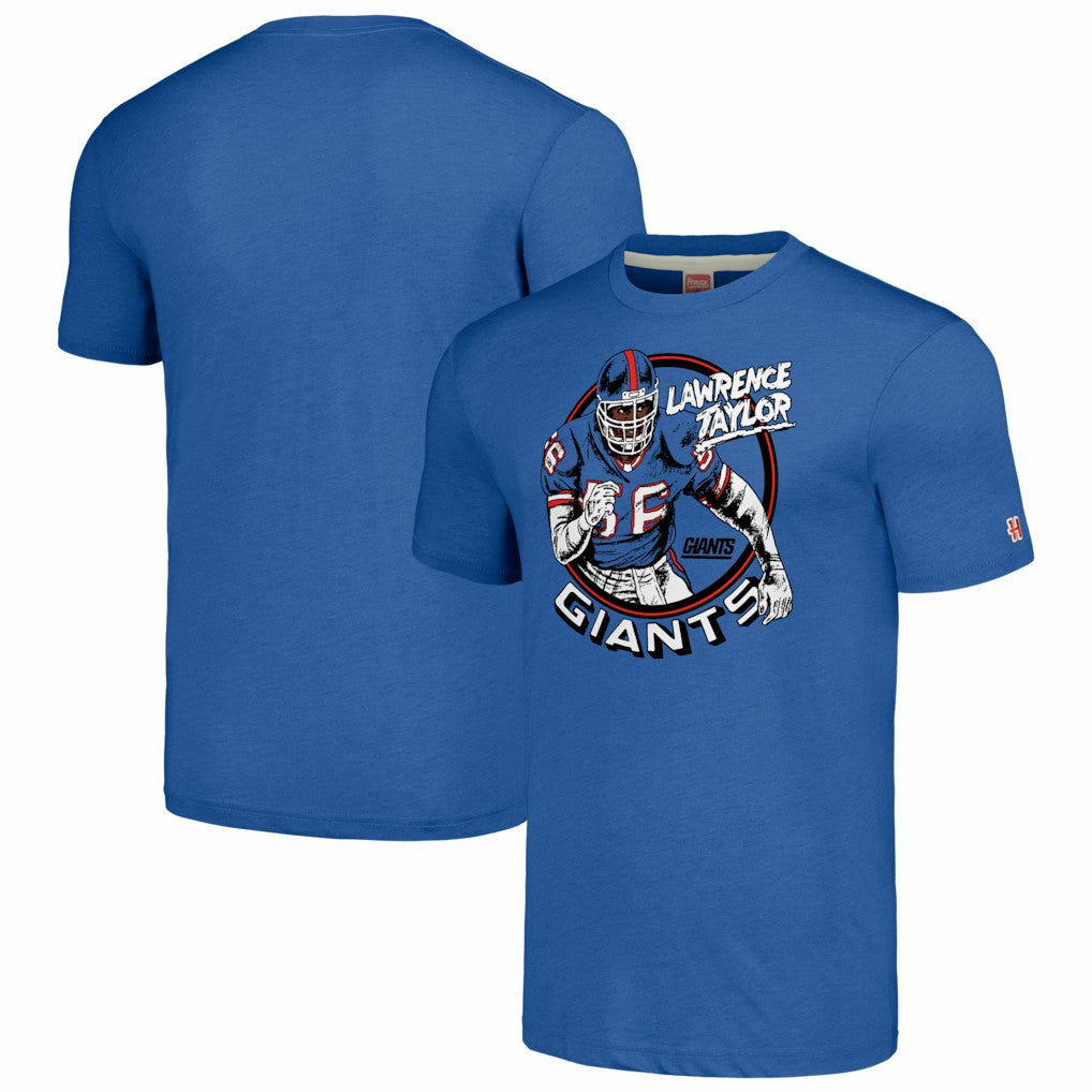 Lawrence Taylor New York Giants Homage Unisex Caricature Retired Player Tri-Blend T-Shirt - Royal on sale