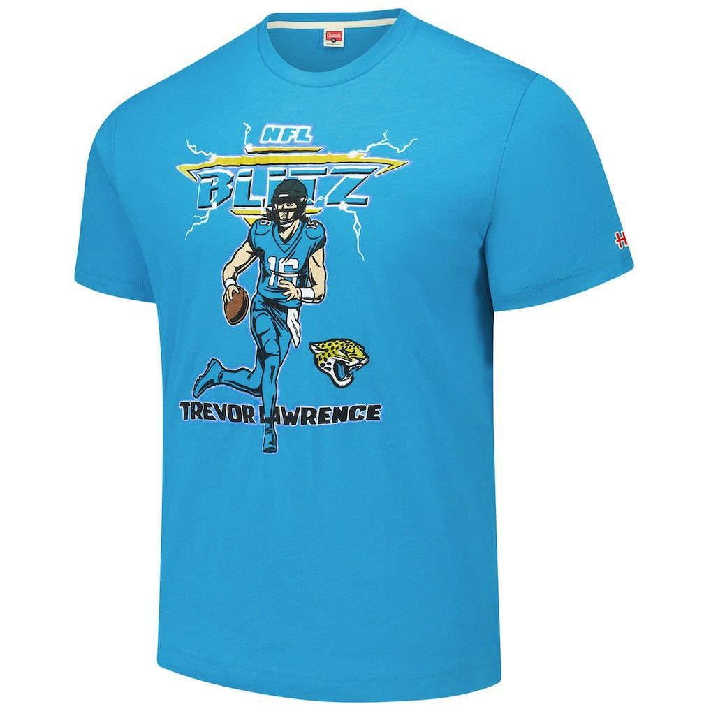 Trevor Lawrence Jacksonville Jaguars Homage Unisex NFL Blitz Player Tri-Blend T-Shirt - Teal discount