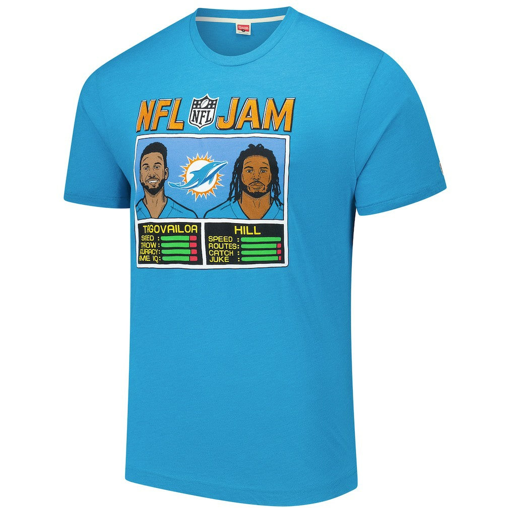 Tua Tagovailoa & Tyreek Hill Miami Dolphins Homage Unisex NFL Jam Tri-Blend T-Shirt - Aqua discount