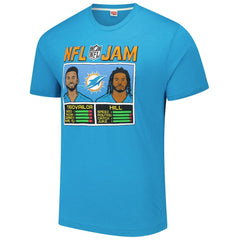 Tua Tagovailoa & Tyreek Hill Miami Dolphins Homage Unisex NFL Jam Tri-Blend T-Shirt - Aqua discount