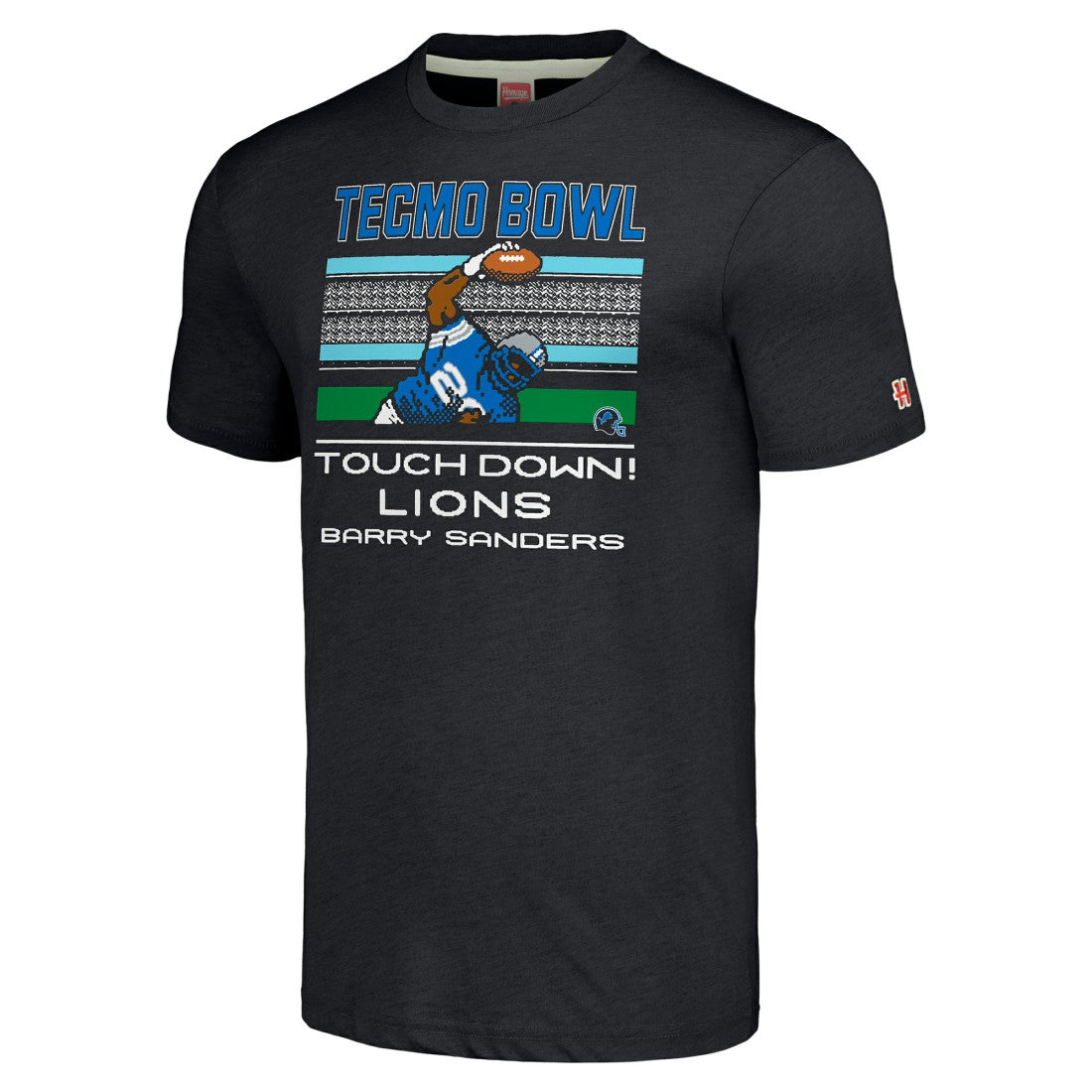 Barry Sanders Detroit Lions Homage Unisex Tecmo Bowl Retired Player Graphic Tri-Blend T-Shirt - Charcoal for sale